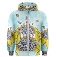 Bees At Work In Blue  Men s Zipper Hoodie by okhismakingart