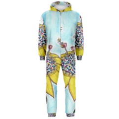 Bees At Work In Blue  Hooded Jumpsuit (men)  by okhismakingart