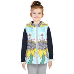 Bees At Work In Blue  Kids  Hooded Puffer Vest by okhismakingart