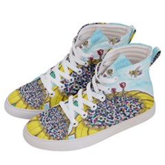 Bees At Work In Blue  Men s Hi-top Skate Sneakers by okhismakingart