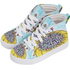 Bees At Work In Blue  Kids  Hi-top Skate Sneakers by okhismakingart