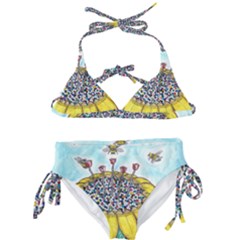 Bees At Work In Blue  Kids  Classic Bikini Set by okhismakingart