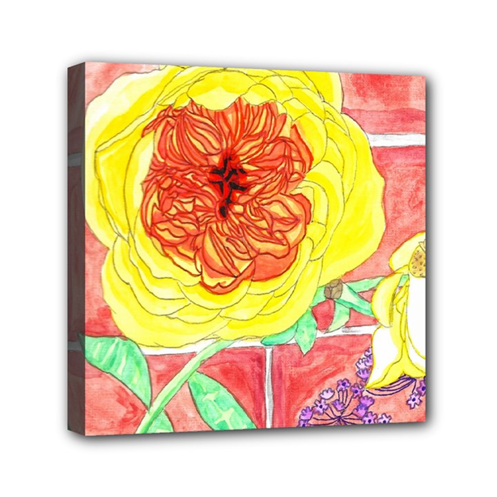 Reid Hall Rose Watercolor Mini Canvas 6  x 6  (Stretched)