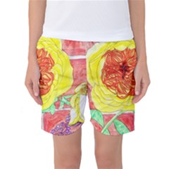 Reid Hall Rose Watercolor Women s Basketball Shorts by okhismakingart