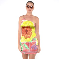 Reid Hall Rose Watercolor One Soulder Bodycon Dress by okhismakingart