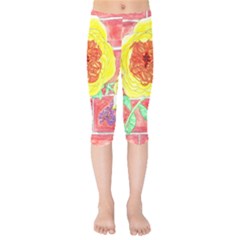 Reid Hall Rose Watercolor Kids  Capri Leggings  by okhismakingart