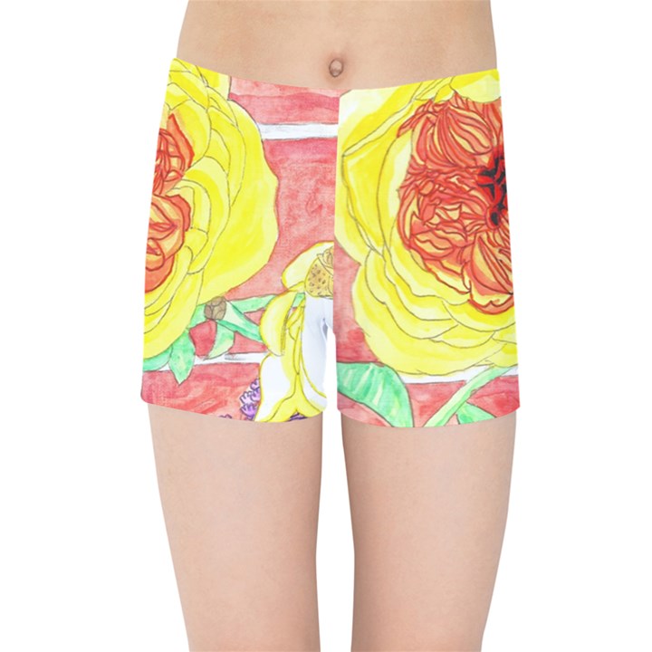 Reid Hall Rose Watercolor Kids  Sports Shorts