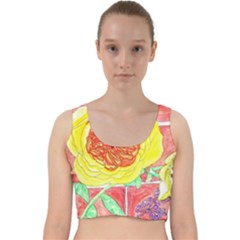 Reid Hall Rose Watercolor Velvet Racer Back Crop Top by okhismakingart