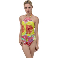 Reid Hall Rose Watercolor Go With The Flow One Piece Swimsuit by okhismakingart