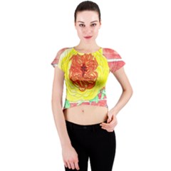 Reid Hall Rose Watercolor Crew Neck Crop Top by okhismakingart