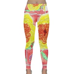 Reid Hall Rose Watercolor Lightweight Velour Classic Yoga Leggings by okhismakingart