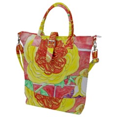 Reid Hall Rose Watercolor Buckle Top Tote Bag by okhismakingart