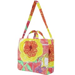 Reid Hall Rose Watercolor Square Shoulder Tote Bag by okhismakingart