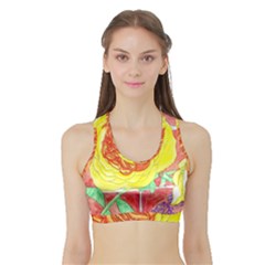 Reid Hall Rose Watercolor Sports Bra With Border by okhismakingart