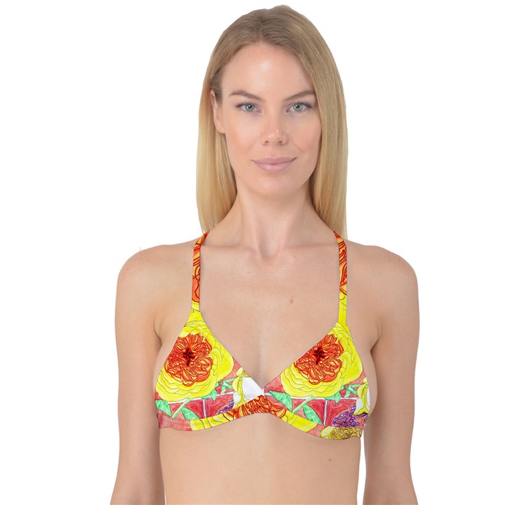 Reid Hall Rose Watercolor Reversible Tri Bikini Top