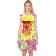 Reid Hall Rose Watercolor Capsleeve Midi Dress by okhismakingart