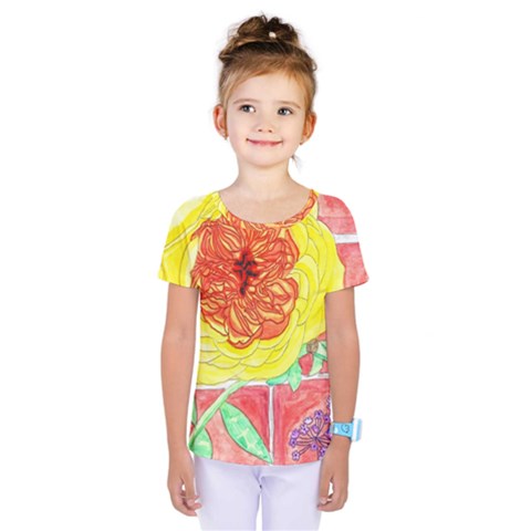 Reid Hall Rose Watercolor Kids  One Piece Tee by okhismakingart