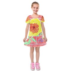 Reid Hall Rose Watercolor Kids  Short Sleeve Velvet Dress by okhismakingart