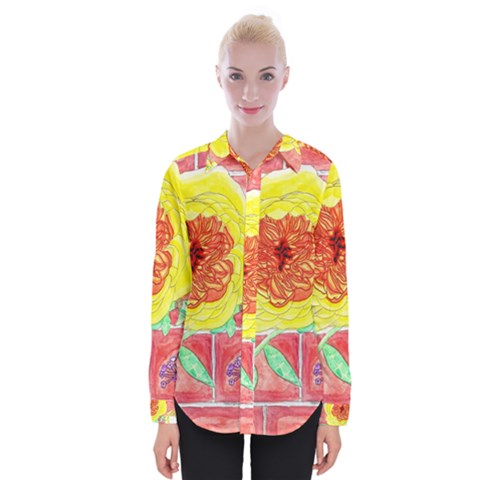 Reid Hall Rose Watercolor Womens Long Sleeve Shirt by okhismakingart