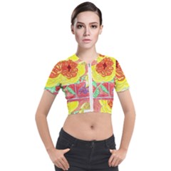 Reid Hall Rose Watercolor Short Sleeve Cropped Jacket