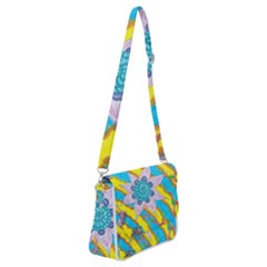 Tie-dye Flower And Butterflies Shoulder Bag With Back Zipper