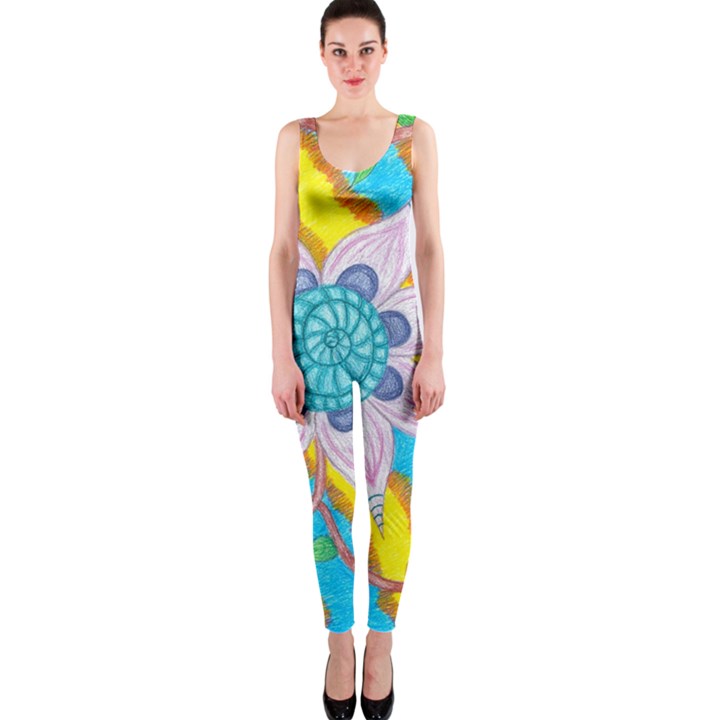 Tie-Dye Flower and Butterflies One Piece Catsuit