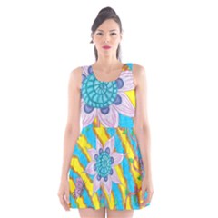 Tie-dye Flower And Butterflies Scoop Neck Skater Dress by okhismakingart