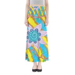 Tie-dye Flower And Butterflies Full Length Maxi Skirt by okhismakingart