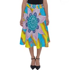 Tie-dye Flower And Butterflies Perfect Length Midi Skirt by okhismakingart