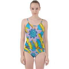 Tie-dye Flower And Butterflies Cut Out Top Tankini Set by okhismakingart