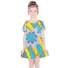 Tie-dye Flower And Butterflies Kids  Simple Cotton Dress by okhismakingart