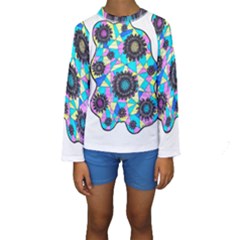 Neon Geometric Flowers  Kids  Long Sleeve Swimwear by okhismakingart