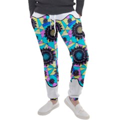 Neon Geometric Flowers  Men s Jogger Sweatpants