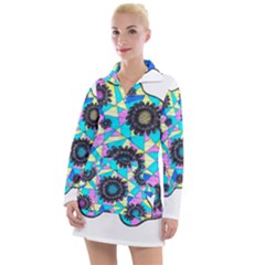 Neon Geometric Flowers  Women s Hoodie Dress