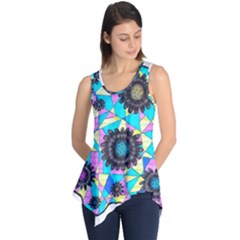 Neon Geometric Flowers  Sleeveless Tunic by okhismakingart