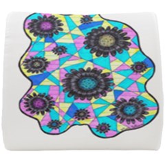 Neon Geometric Flowers  Seat Cushion by okhismakingart