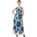 Neon Geometric Flowers  Empire Waist Velour Maxi Dress View1