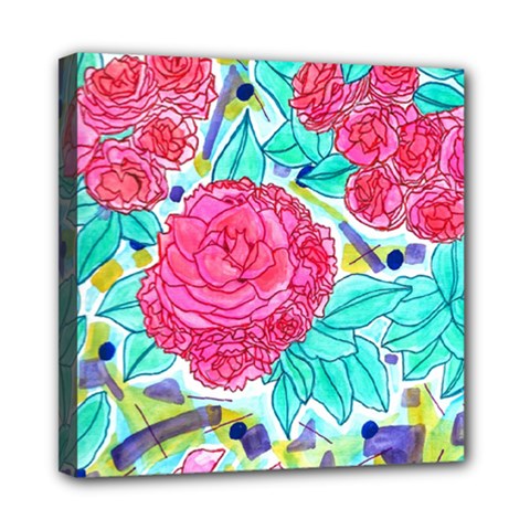 Roses And Movie Theater Carpet Mini Canvas 8  X 8  (stretched) by okhismakingart