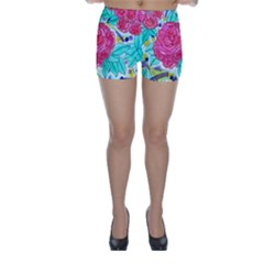 Roses And Movie Theater Carpet Skinny Shorts by okhismakingart