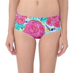 Roses And Movie Theater Carpet Mid-waist Bikini Bottoms by okhismakingart