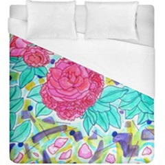 Roses And Movie Theater Carpet Duvet Cover (king Size) by okhismakingart