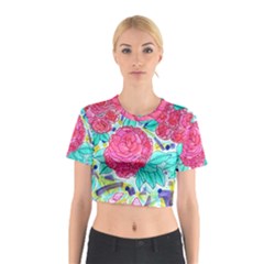 Roses And Movie Theater Carpet Cotton Crop Top by okhismakingart