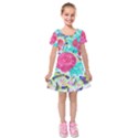 Roses and Movie Theater Carpet Kids  Short Sleeve Velvet Dress View1