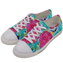 Roses And Movie Theater Carpet Women s Low Top Canvas Sneakers by okhismakingart