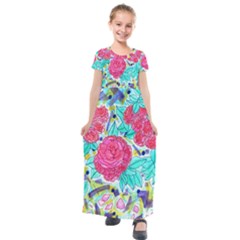 Roses And Movie Theater Carpet Kids  Short Sleeve Maxi Dress by okhismakingart