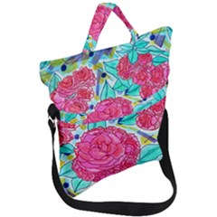 Roses And Movie Theater Carpet Fold Over Handle Tote Bag by okhismakingart