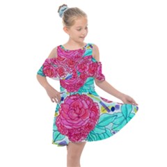 Roses And Movie Theater Carpet Kids  Shoulder Cutout Chiffon Dress by okhismakingart