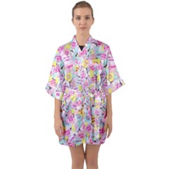 Candy Hearts (sweet Hearts-inspired) Quarter Sleeve Kimono Robe by okhismakingart