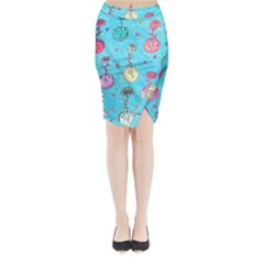 Flower Orbs  Midi Wrap Pencil Skirt by okhismakingart