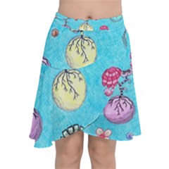 Flower Orbs  Chiffon Wrap Front Skirt by okhismakingart